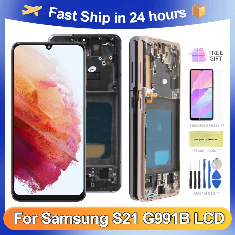 

S21 6.2" Screen For Samsung Galaxy S21 5G G990F G991F G991U G991 LCD Display Touch Screen Digitizer With Frame Replacement