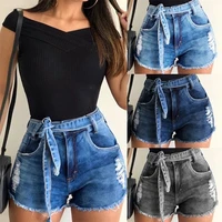 women short jeans streetwear vintage denim shorts summer slim stretch ripped jeans women high waist pocket straight denim shorts