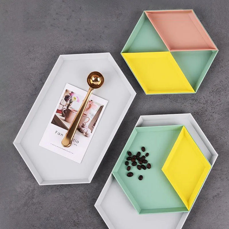 4 шт./компл. инновационный цвет геометрический лоток для хранения PP тарелка чая и