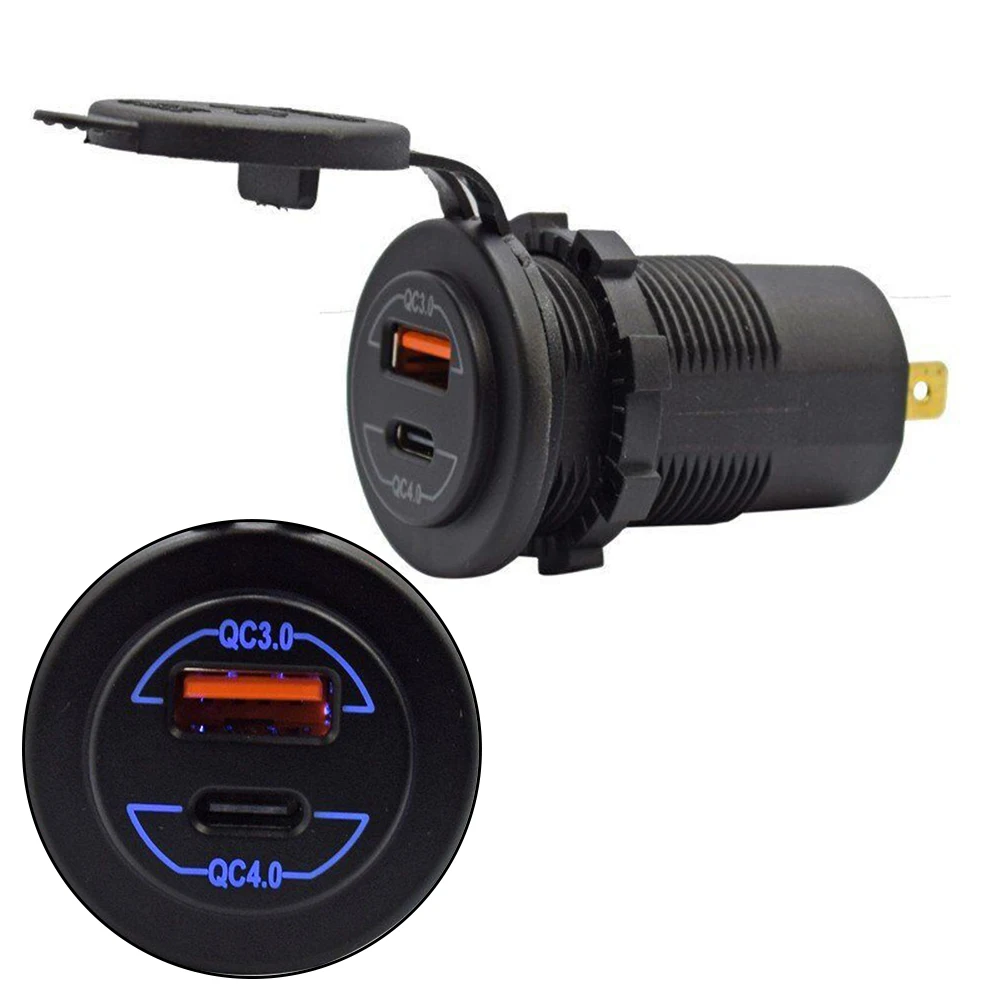 

Автомобильное зарядное устройство с двумя USB-портами QC3.0 QC4.0, зарядное устройство типа C для лодок, автомобильные аксессуары, высококачестве...