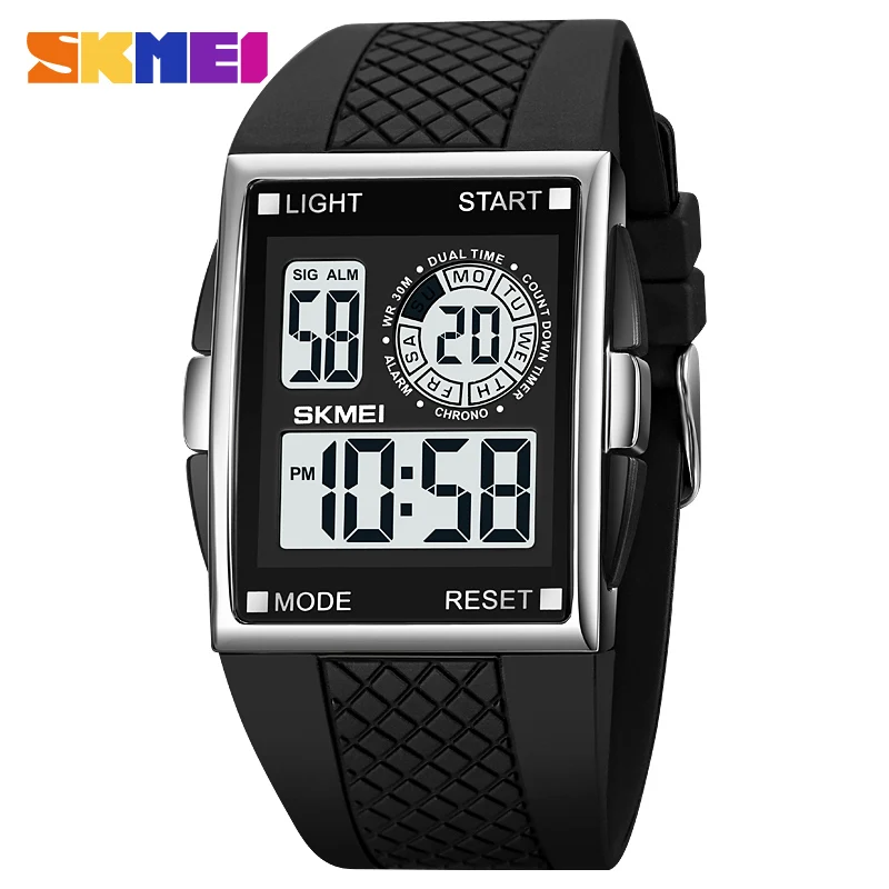 

Luxury 2Time Digital Watch Fashion Brand SKMEI Men's Watches Outdoor Stopwatch Led Light Electronic Clock Life Waterproof Reloj