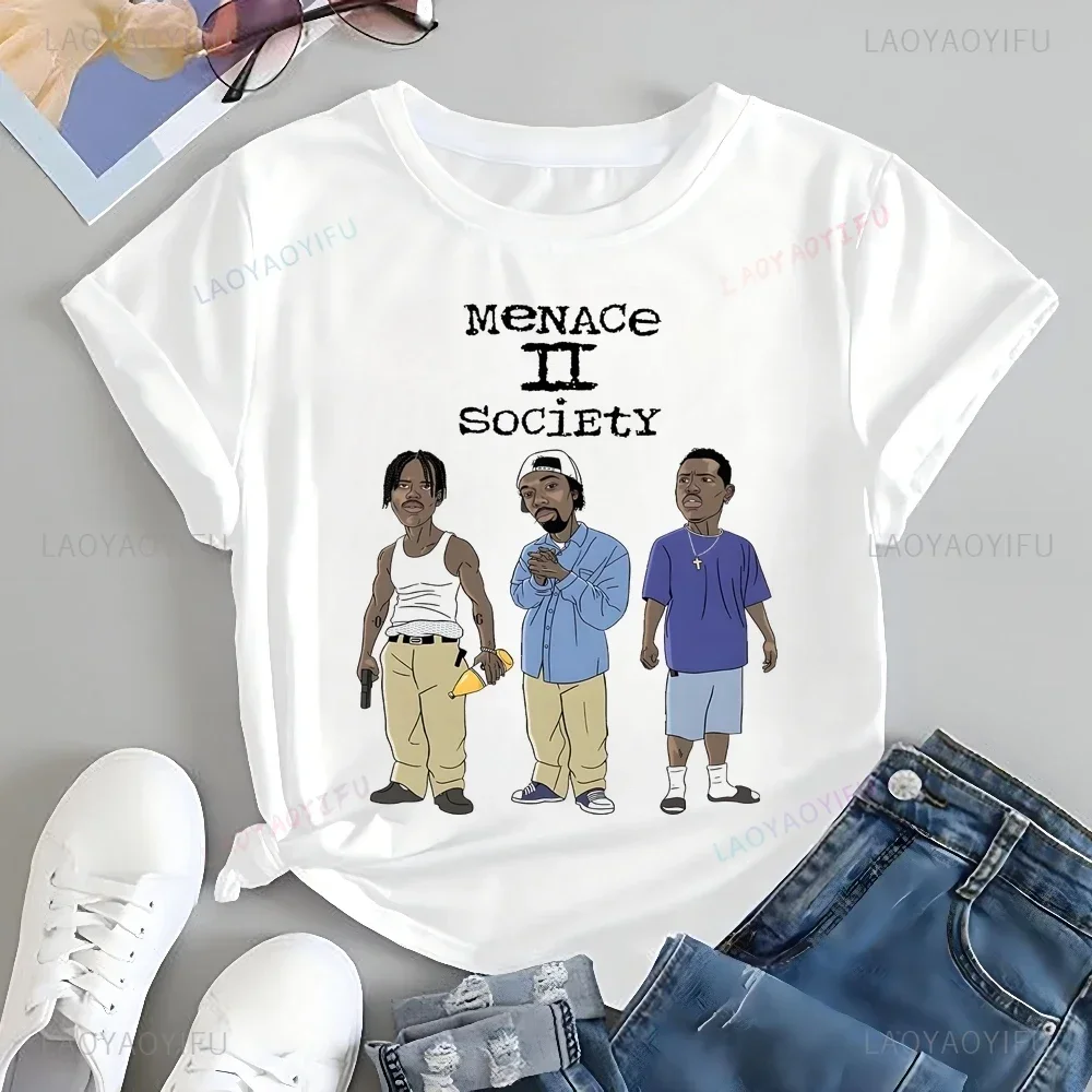 Футболка с принтом Film MeNACe SOCIEtY 2 нейтральный тренд рубашка унисекс короткими