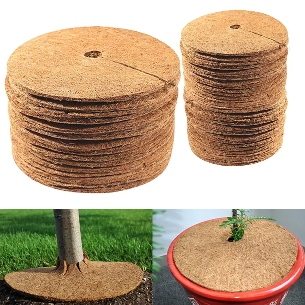 

2023NEW 2/5pcs Coconut Shell Fiber Plant Anti-weed Mat Potted Soil Moisturizing Covering Film Tree Trunk Protector 25/30/35/40/4