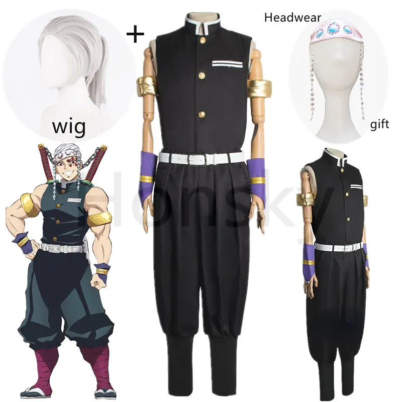 

Anime Demon Slayer Uzui Tengen Full Set for Unisex Adult Halloween Christmas Party Kimetu No Yaiba Cosplay Costumes with Wig