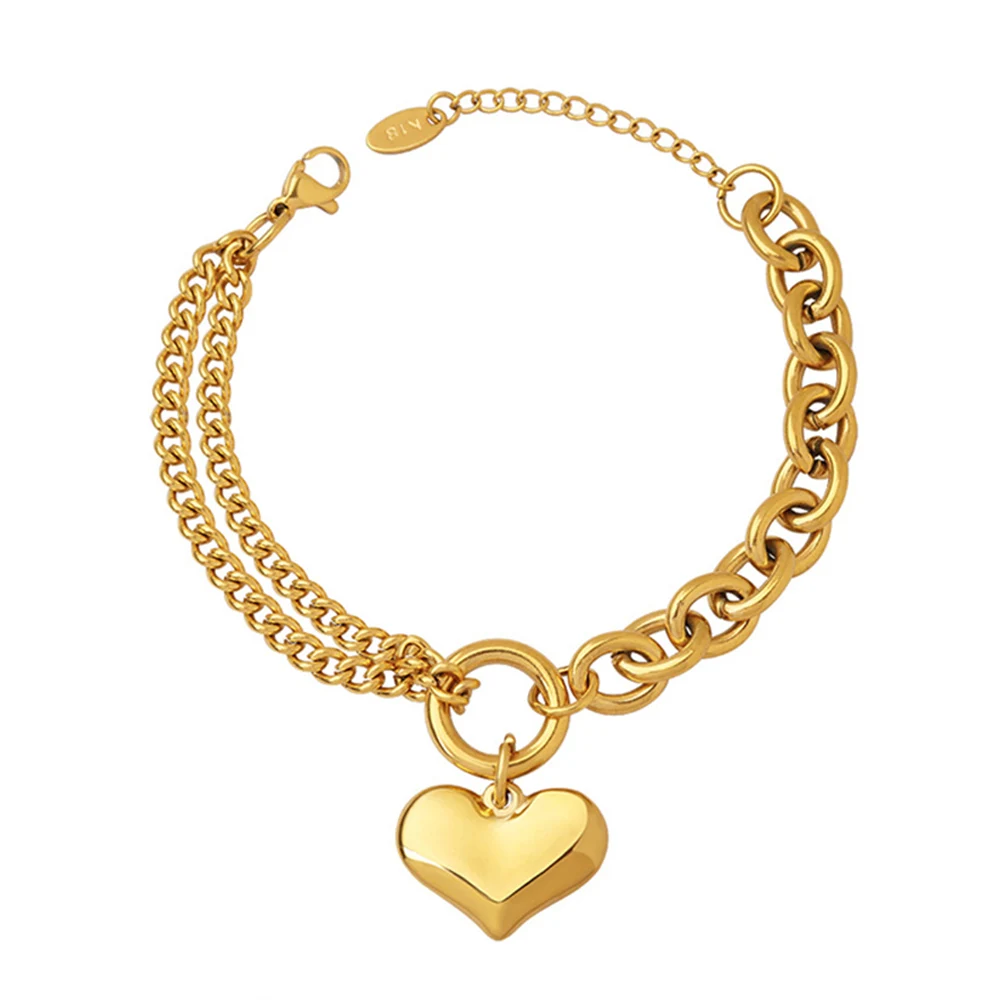 

Gold Love Bracelet Cuban Chain Splicing Chain Titanium Steel Plated 18K Gold Non-fading Jewelry