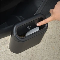 car trash bin dust case storage box hanging vehicle garbage bin black abs square pressing trash can auto interior accessories