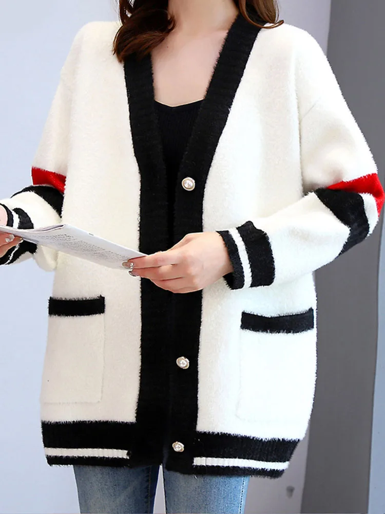 Faux Mink Fur Coat Women's Winter Jacket 2022 New Luxury Warm European and American Long Sleeve Warm Fluffy Jacket Free Shipping