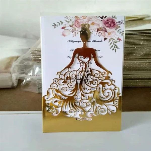 

25Pcs girl Weddin Invitation Cards With Envelopes Pocket Invite Card For Birthday Mariage Baptism WED Party Decorations Supplies