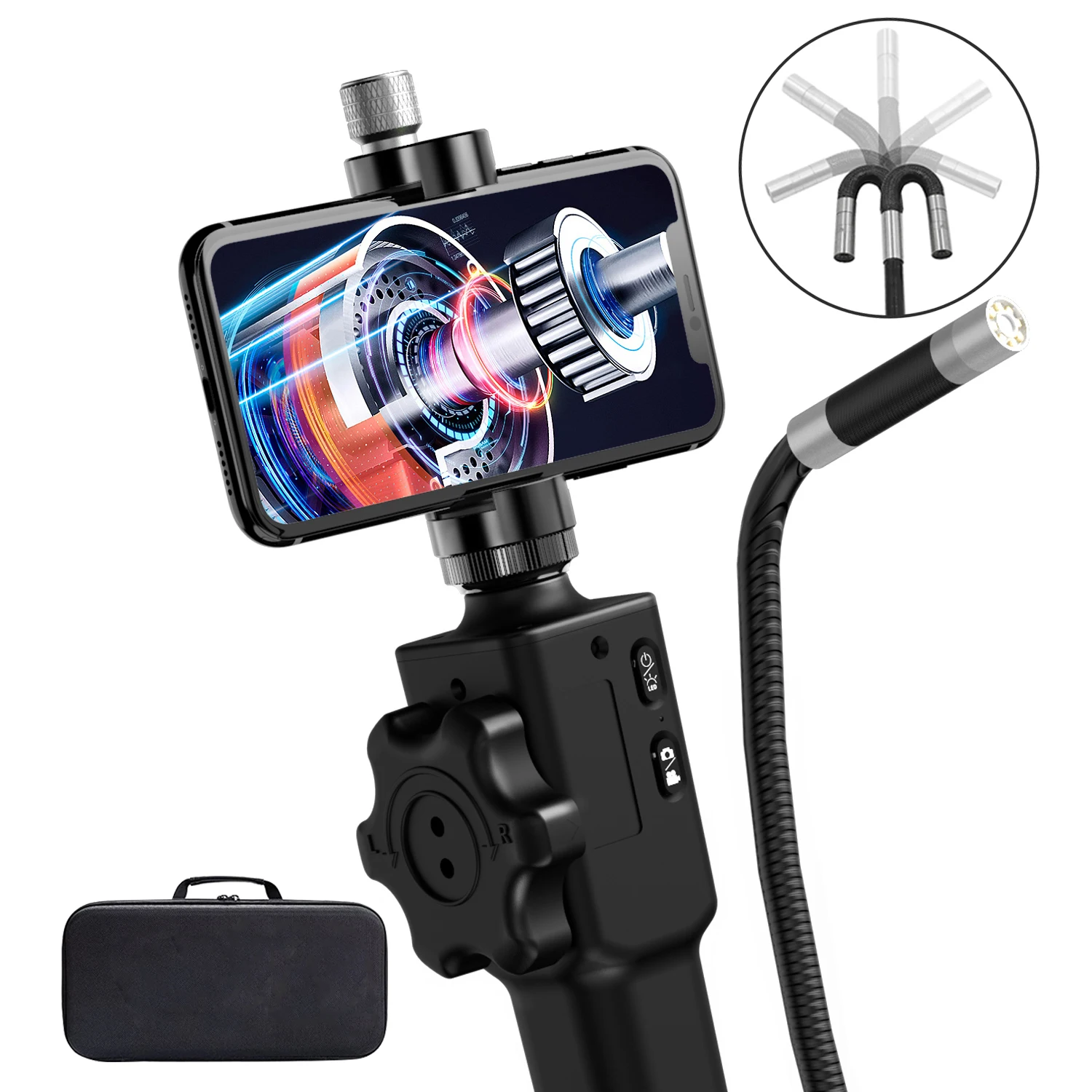 

Wi-Fi шарнирный бороскоп 5,0 МП HD эндоскоп Инспекционная камера с двухсторонним поворотным зондом на 180 градусов для IPhone Android