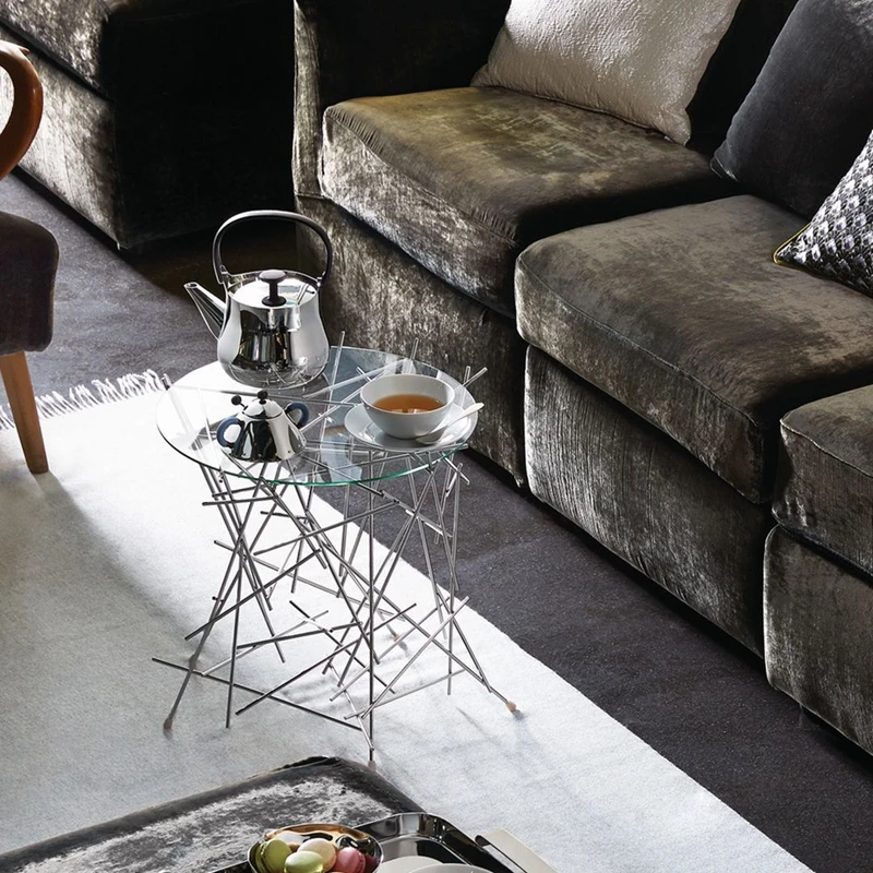 

Italian bird's nest series stainless steel coffee table, corner table and creative small table