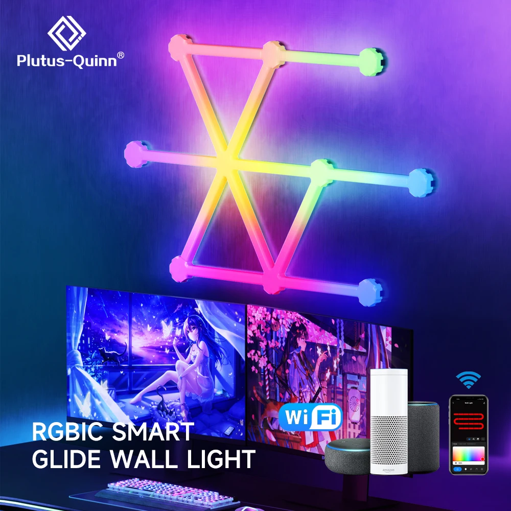 Cheap Lámpara de pared inteligente con Control por aplicación, tira de luces LED RGBIC, sincronización de música, sueño, Color, para TV, dormitorio, decoración de juegos