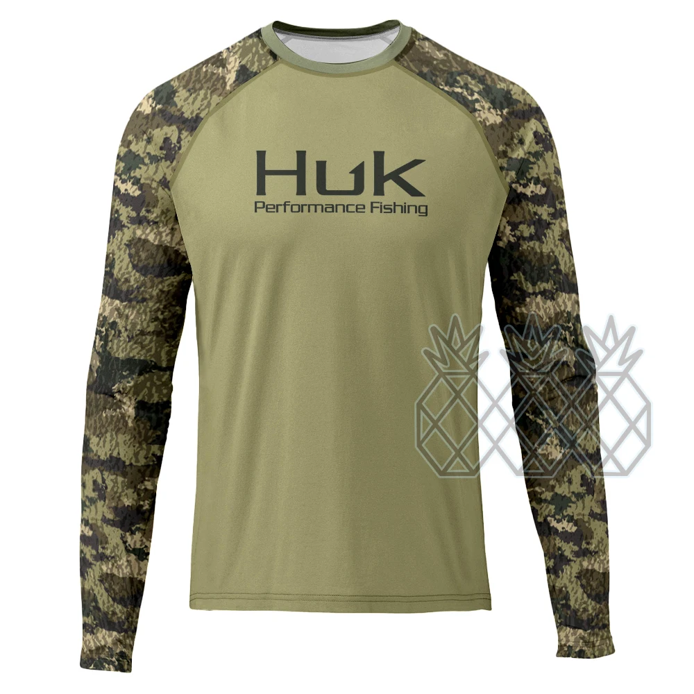 

HUK Fishing Shirts Long Sleeve Uv Protection Mens Sun Protection Breathable Performance Fish Tops Wear Camisa De Pesca UPF 50+