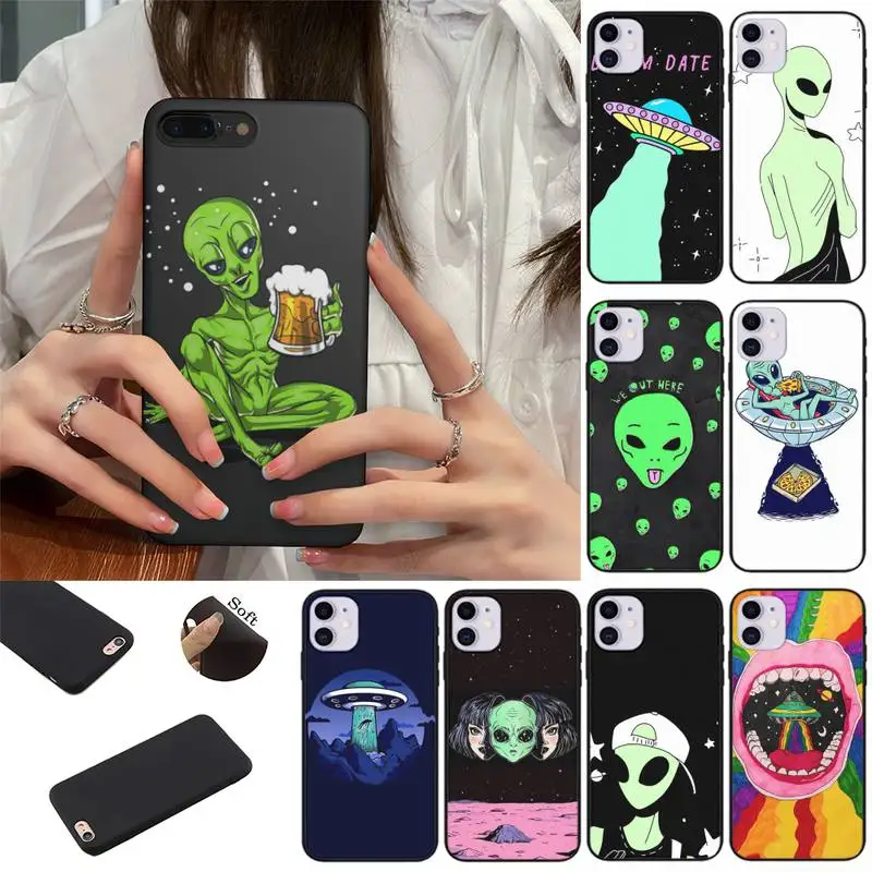 

Aesthetics Cartoon Alien Phone Case Fundas Shell Cover For Iphone 6 6s 7 8 Plus Xr X Xs 11 12 13 Mini Pro Max