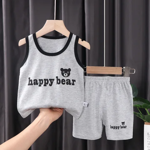 2pcs çocuklar çocuklar giysi yelek takım elbise yaz çocukları giyim bebek pamuk tişörtler şort tank üst kızlar kızlar kolsuz
