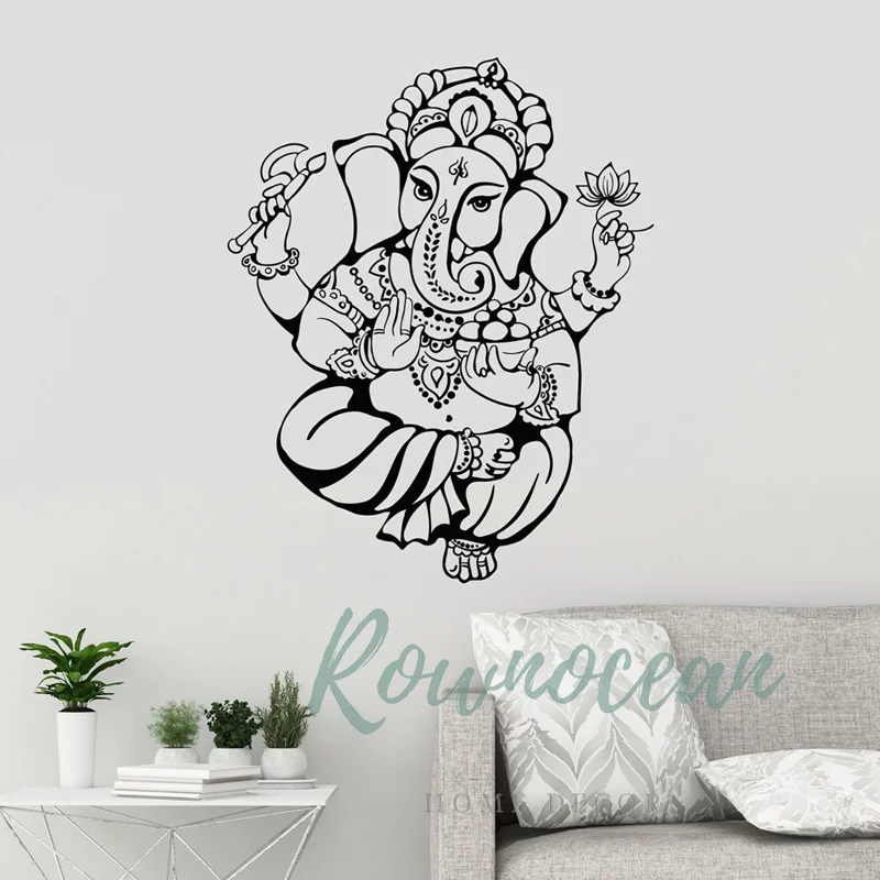 

Ganesha Vinyl Wall Decal Hinduism Hindu India Elephant God Stickers Art Home Decoration For Living Room Bedroom Yoga Mural AA84