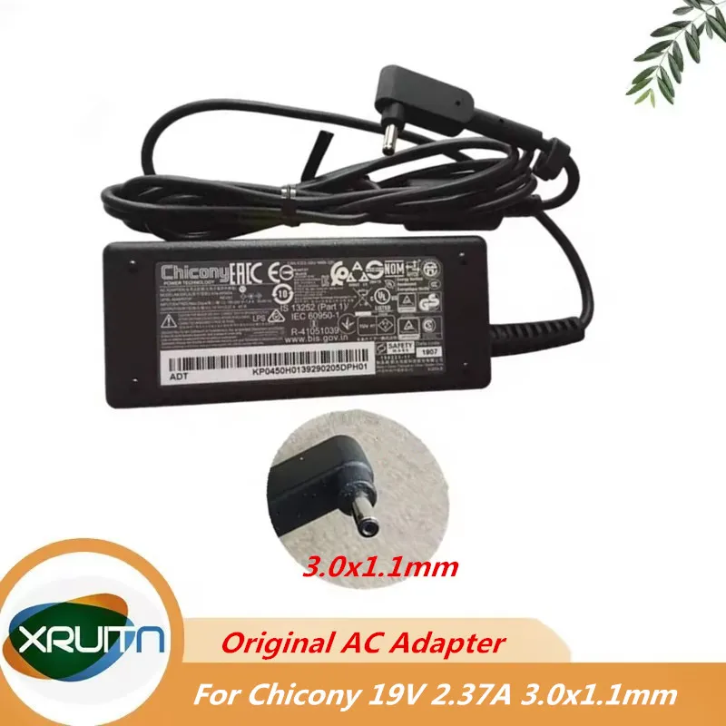 Фото Оригинальный адаптер питания Chicony A18-045N2A 19V 2.37A 45W 3.0*1.1AC для ноутбуков Acer Swift SF314-52 SF315-51 SF514-51 №2
