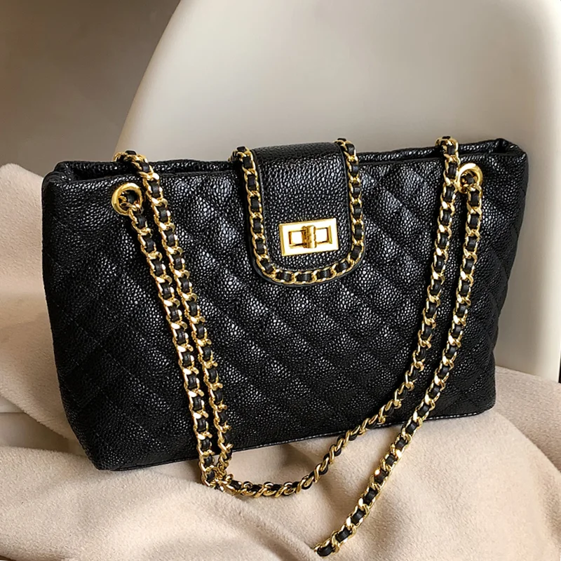 

2022 Big PU Leather Women's Chain Designer Handbag Luxury Brand Shoulder Side Bag Lady Fashion Satchel Luxury Hand Bag