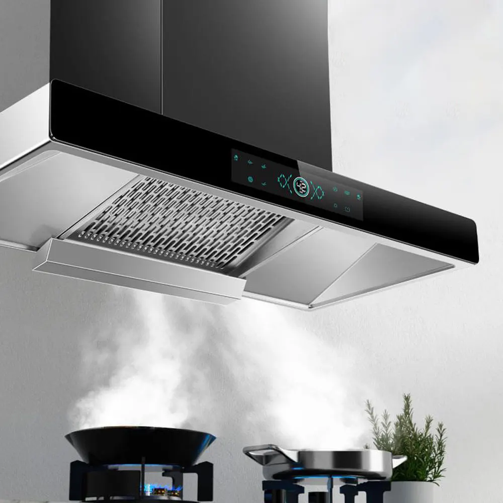 Top-suction large suction range hood household kitchen European-style small T-type off-row range hood