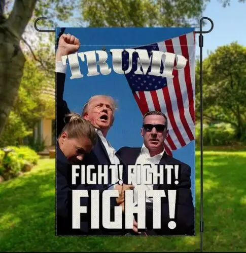 Трамп 2024 Боевой бой Культовая оценка Фото 12x18 дюймов Флаг салона МАГА