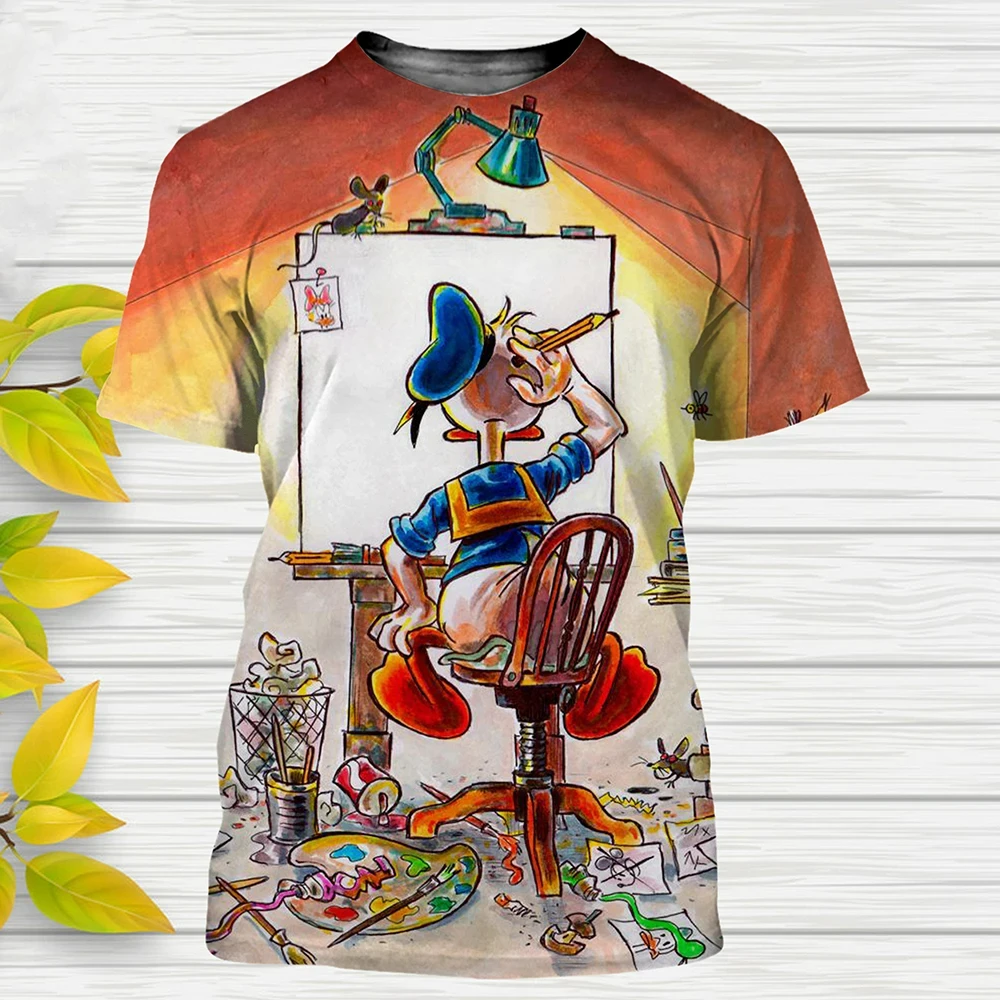 Miniso Дональд Дак мультфильм футболка анимация 3D Повседневная печать детская