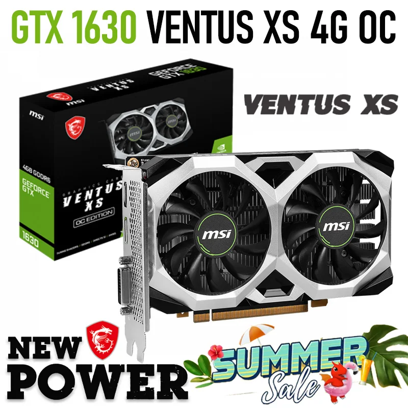 

Видеокарта MSI GeForce GTX 1630 GDDR6 12000 МГц GDDR6 4 Гб PCI Express 3,0 16X HDCP GTX 1630 графика GDDR6 видеокарта GDDR6 300 Вт 64 бит MSI GeForce GTX 1630 VENTUS XS 4G OC игровая видеокарта Граф...