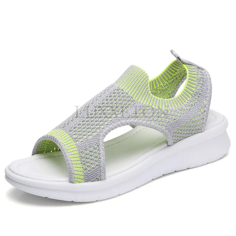 Wild Elastic Belt Sports Sandals Summer New Women's Shoes Women's Thick Bottom Fish Mouth Mesh Sandals Drop Shipping