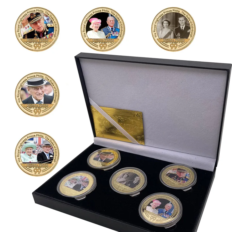 

Новая коллекция золотых монет, королева Елизавета II, принц, Филип, Памятная коллекция из металла с подарочной коробкой, монета