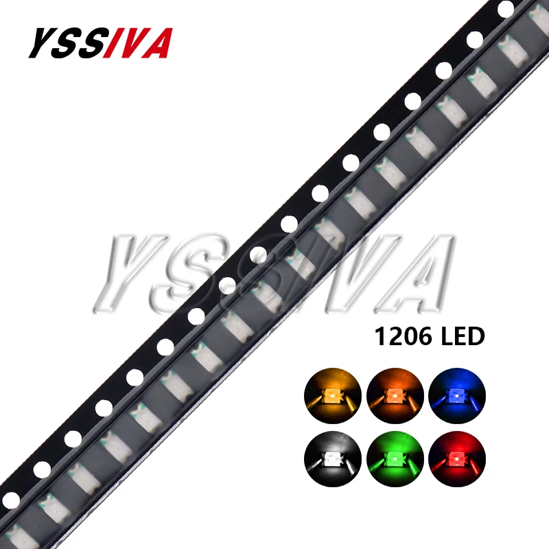 100 шт. 0402 0603 0805 1206 1210 3528 SMD LED красный желтый зеленый Белый Синий Оранжевый