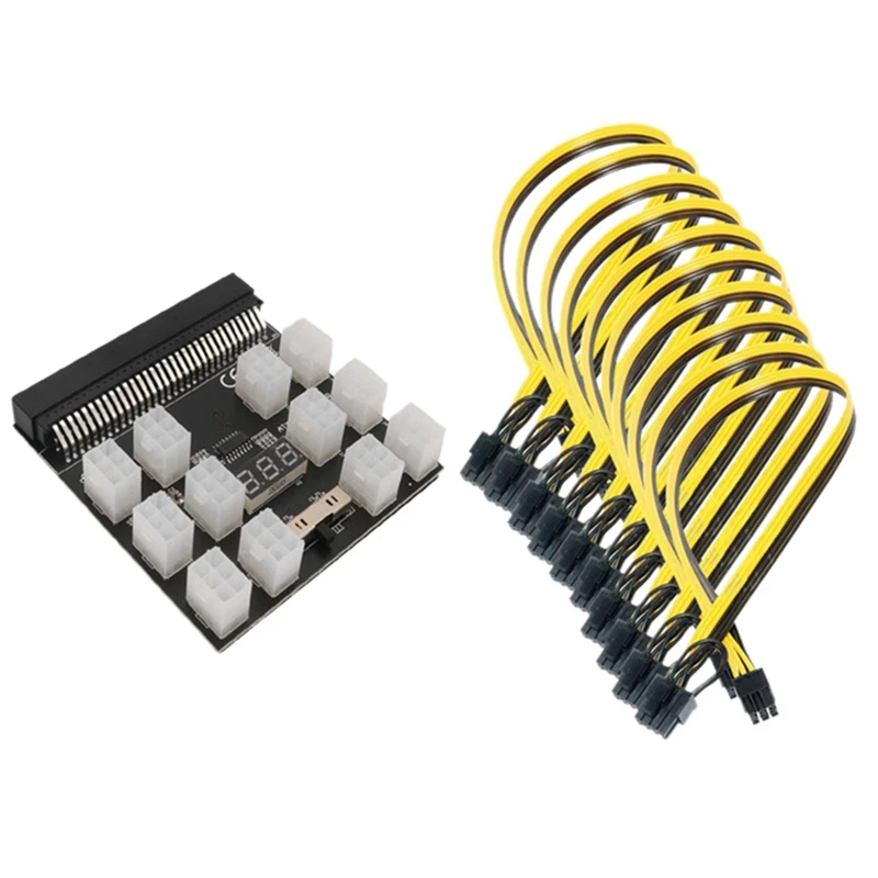 

Practical Breakout Board 12 Port 6Pin Server Power Conversion Board 6Pin To 8Pin Cable LED Display Module For PSU GPU BTC Mining