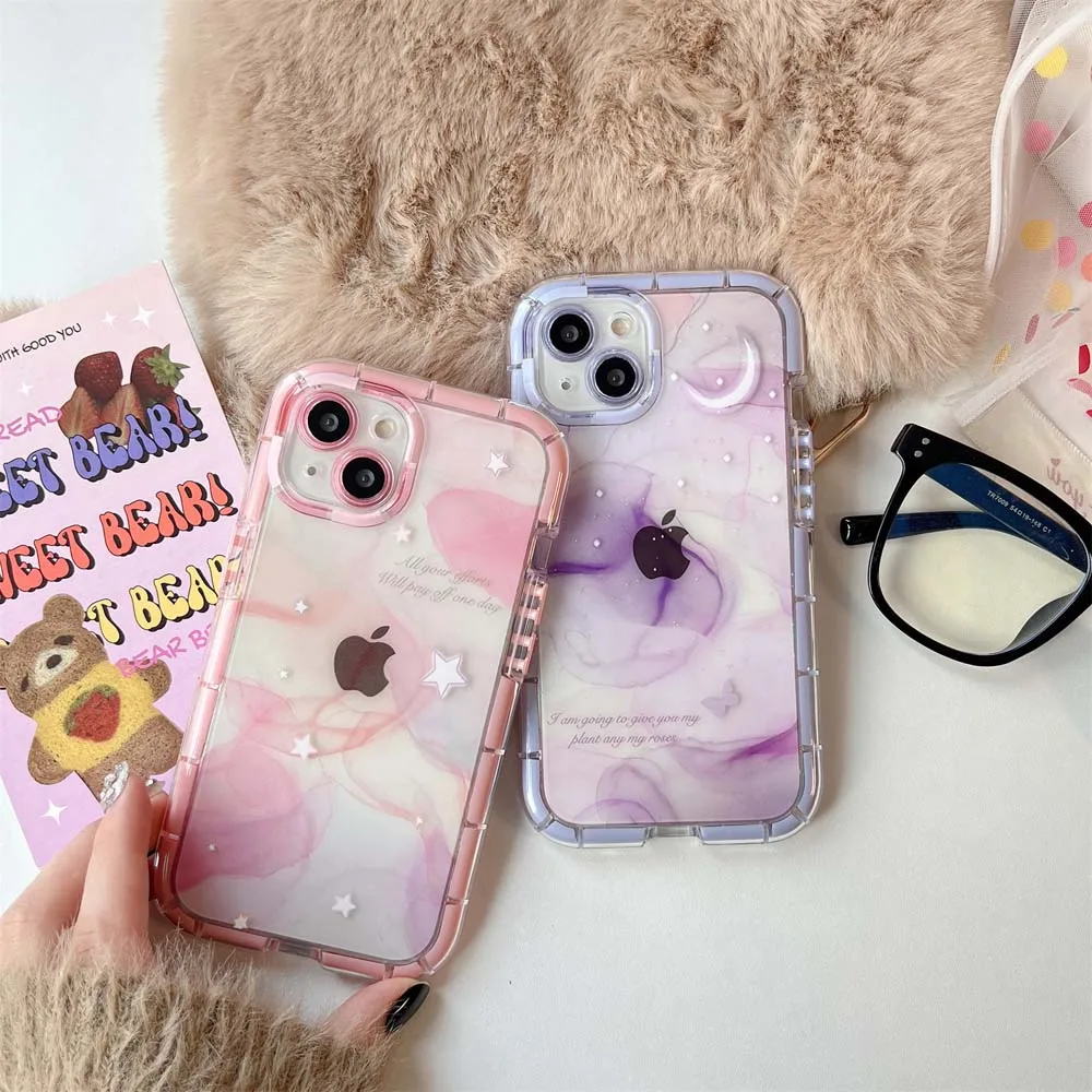 

Creative Phone Case For iphone 15 14 13 12 11 Pro Max X XR Xs Max Candy Colorful Cute Moon Star Soft Silicone Cover Back Cases