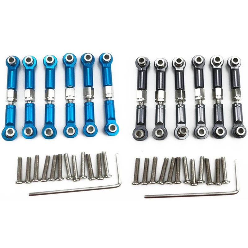 

12Pcs Adjustable Metal Linkage Pull Rod Front /Rear Servo Link For Wltoys,6Pcs Grey & 6Pcs Blue