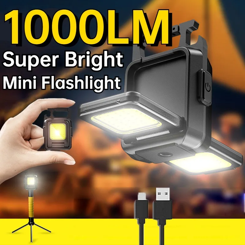 

1000LM Portable LED Torch Multi-Function Floodlight Mini Rechargeable Super Bright Lamp Outdoor Small Long-Range Camping Lantern