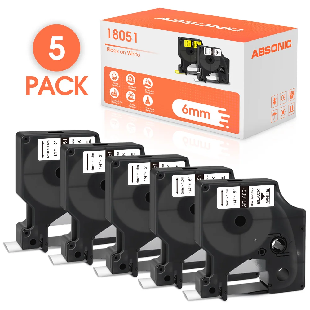 

5 шт., термоусадочные ленты для этикеток, 6 мм