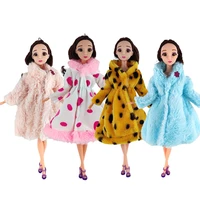fashion elegant style winter fur coat for 16 dolls leopard printed clothing for barbie 11 5inch girls accessories dresses toy