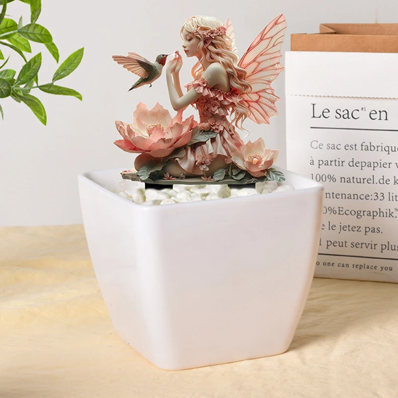 Акриловый садовый ворс керамика ветер розовая лента крыло фея колибри уличное