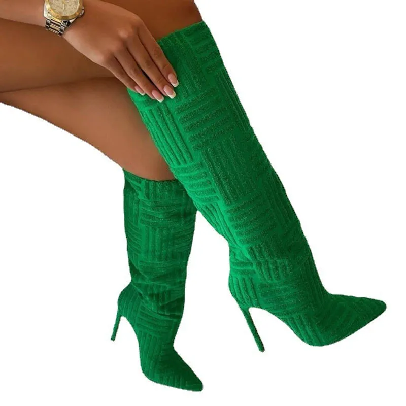 

Women's Over Knee High Boots 2022 Fashion Brand Designer Boots Feminine Party Mature Thin High Heels Pointed Toe Rider Boots