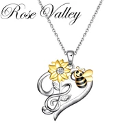 rose valley sunflower pendant necklace for women heart pendants fashion jewelry girls gifts yn062