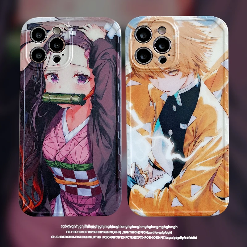 

Japan Anime Demon Slayer Kamado Nezuko Agatsuma Zenitsu Phone Case For iPhone 13 12 11 Pro Max X Xs Max Xr 7 8 Puls Soft Cover