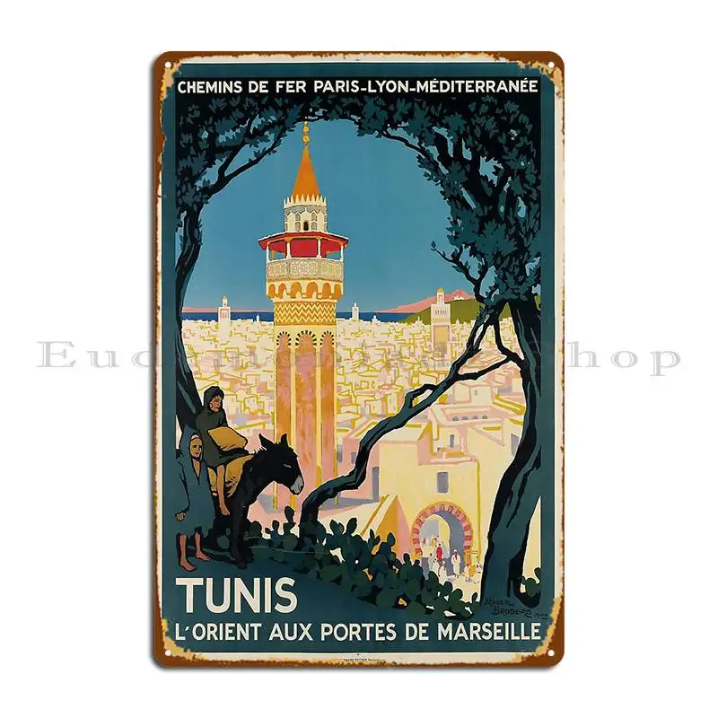 Plm Tunis винтажный туристический постер металлический знак настенная пещера паб