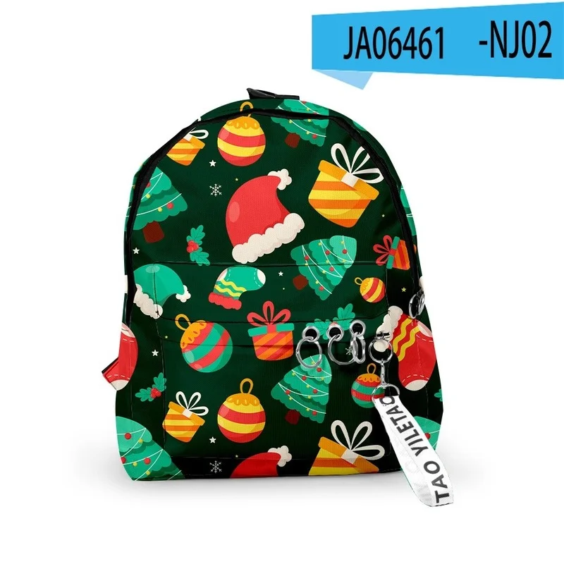 Christmas Children Casual Fashion Small Backpacks New Girl Boy Students Cute Xmas Schoolbags with Key Chain for Gift All-match