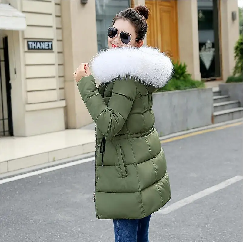 Big Fur Winter Jacket Women Thickened Parka Women Slim Long Coats Down Cotton Ladies Down Parkas Jacket Female Bubble Coat