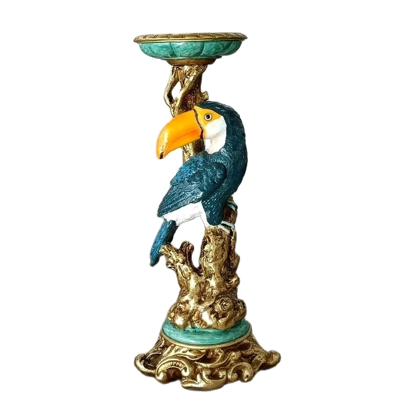 

Classical Toucan Candle Stand Decorative Resin Branch Pedestal Candlestick Home Bird Figure Houseware Craft Ornament Furnishing