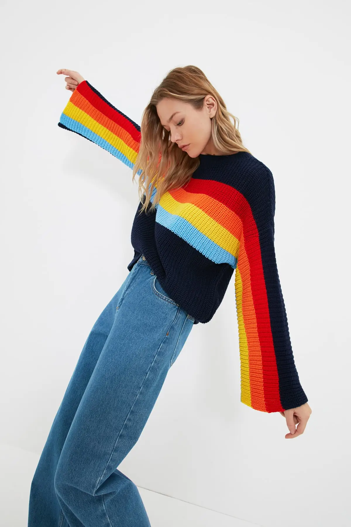 

Navy blue Striped Knitwear Sweater