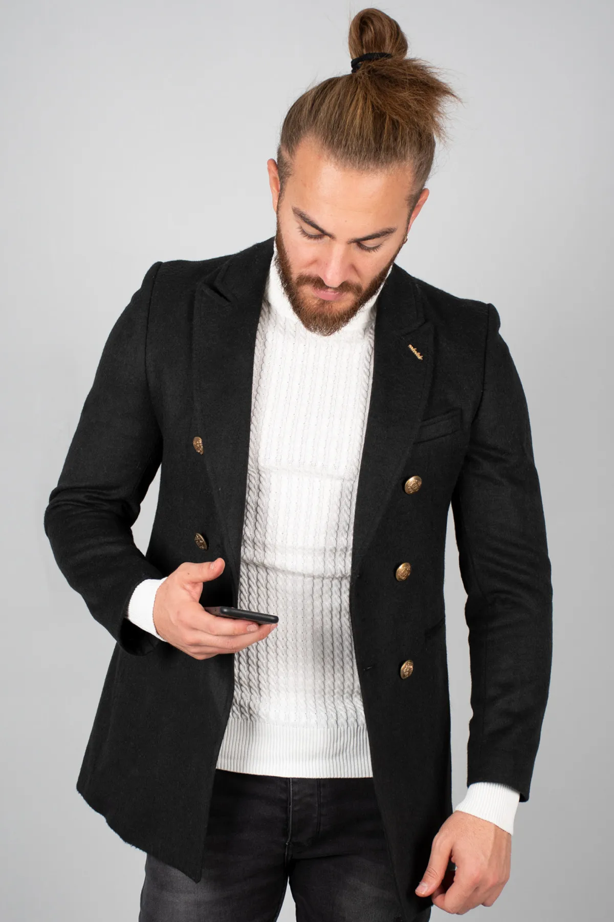 DeepSEA Metal button Slim Fit cachet coat 2002154
