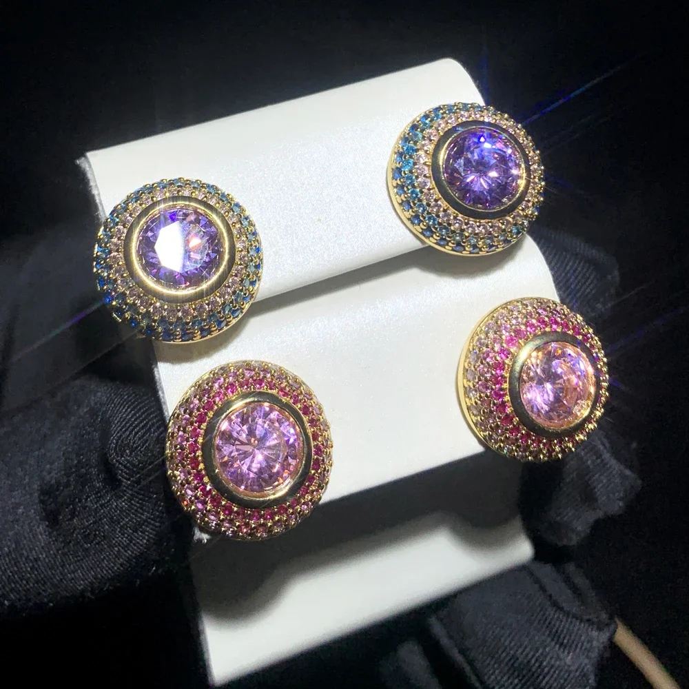 Micro Pave Color Cubic Zirocnia Round Dots 5A CZ Paved Классические модные женские ювелирные серьги для