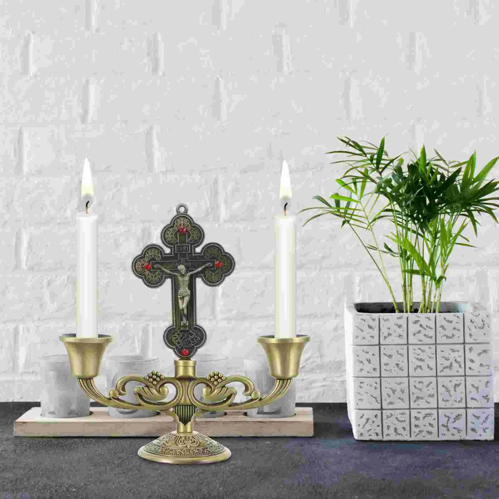 

Adornos Para Base Household Church Stand Zinc Alloy Table Holder Religious Gift Vintage Holder