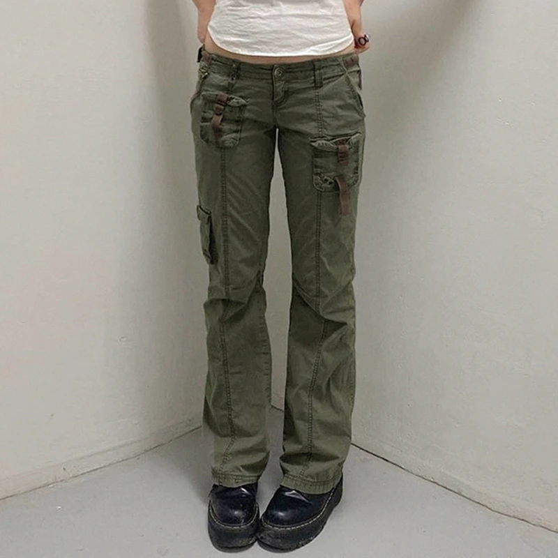 

Джинсы-карго женские прямые в ретро стиле, с заниженной талией