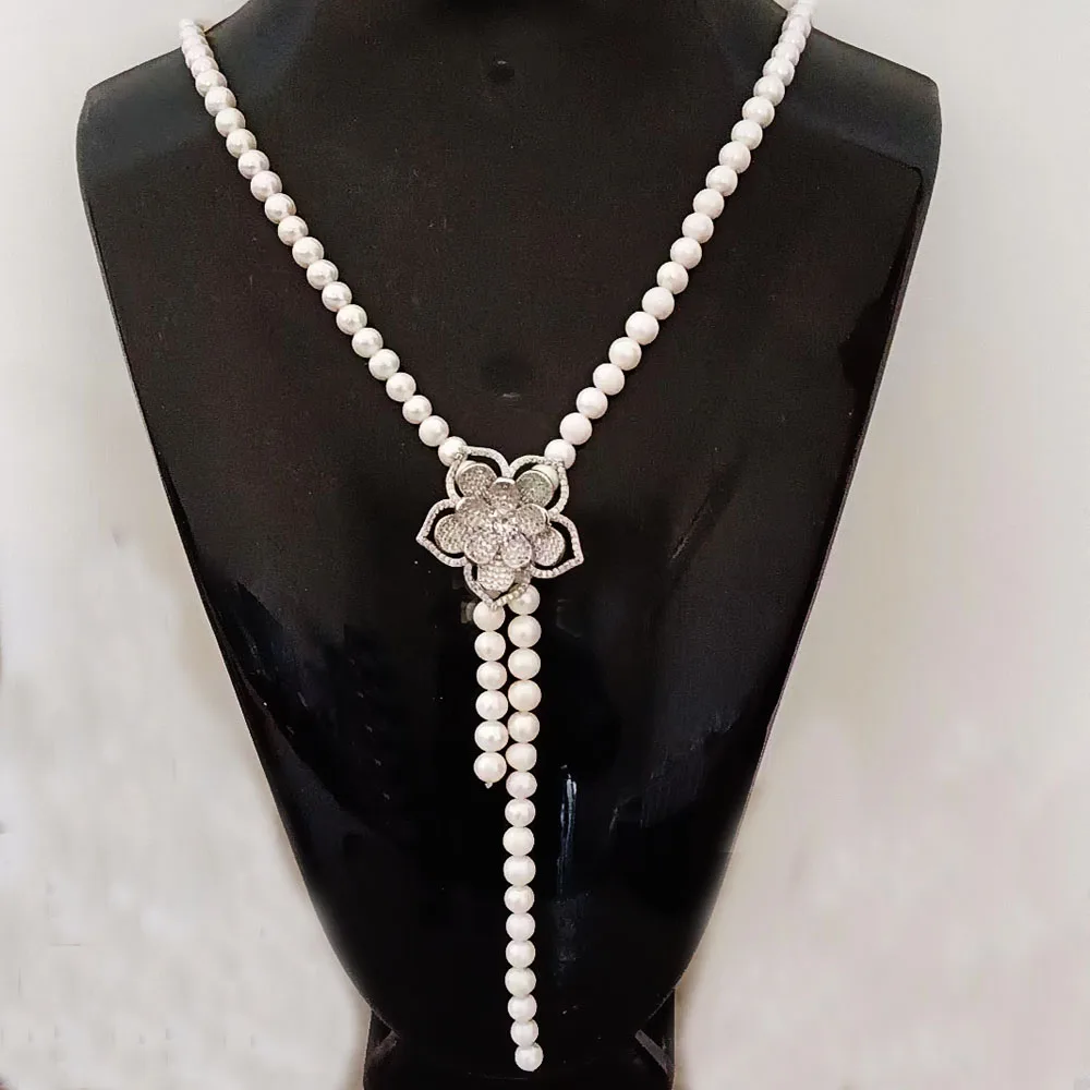 

YKNRBPH Unique Design Pearl Jewelry Freshwater Pearl Sweater Chain Wedding Birthday Party Charming Women Gift