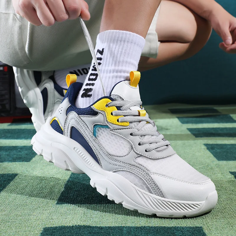 Весна 2023, дышащие сетчатые туфли из шелка и рыбьей кожи, Спортивные Повседневные Универсальные мужские старые туфли, модные удобные кроссовки для бега