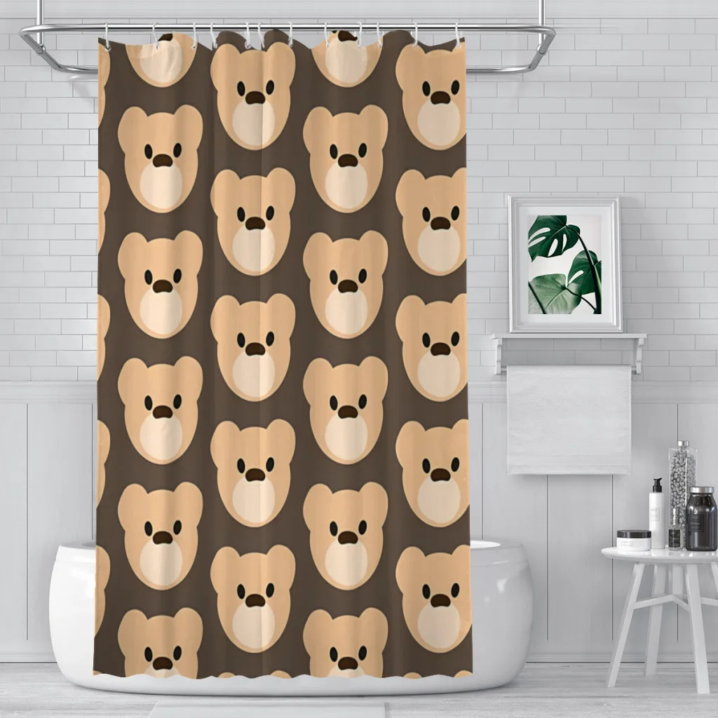 

Face Bathroom Shower Curtains Teddy Bear Waterproof Partition Curtain Designed Home Decor Accessories